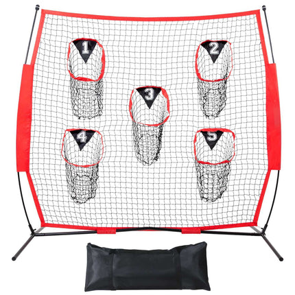 Football Throwing Net 7x7 Ft, 5 Target Pockets, Carry Bag
