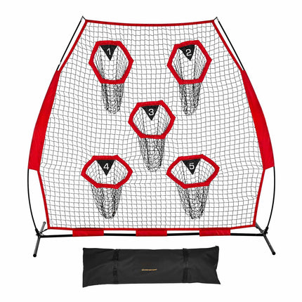 Football Throwing Net 7x7 ft, 5 Target Pockets, Portable