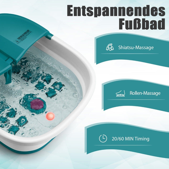 Bain de pieds masseur massage des pieds spa avec télécommande pliable 33,5 x 41 x 20,5 cm turquoise