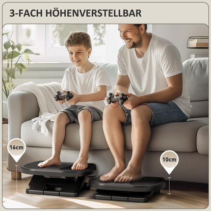 Verstellbare ergonomische Schreibtisch-Fußstütze – 3 Stufen, grau