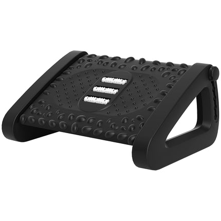 Verstellbare ergonomische Fußstütze mit Massageoberfläche, schwarz
