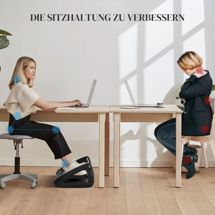 Verstellbare ergonomische Fußstütze mit Massageoberfläche, schwarz