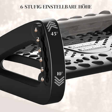 Verstellbare ergonomische Fußstütze mit Massageoberfläche, schwarz
