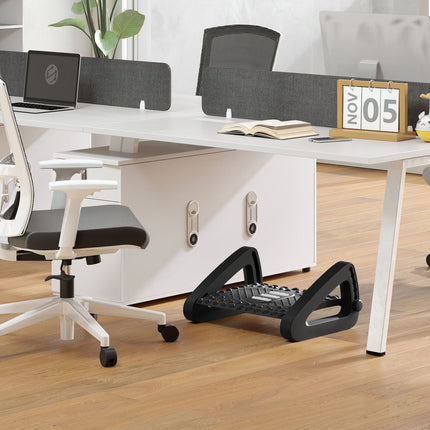 Verstellbare ergonomische Fußstütze mit Massageoberfläche, schwarz