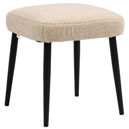 Square beige footstool, cashmere look, steel legs, 42x42x47 cm