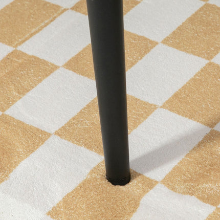 Square beige footstool, cashmere look, steel legs, 42x42x47 cm