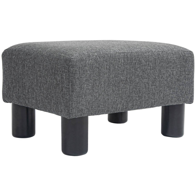Fußhocker mit Leinenstoff, Schaumstoffpolsterung, Dunkelgrau