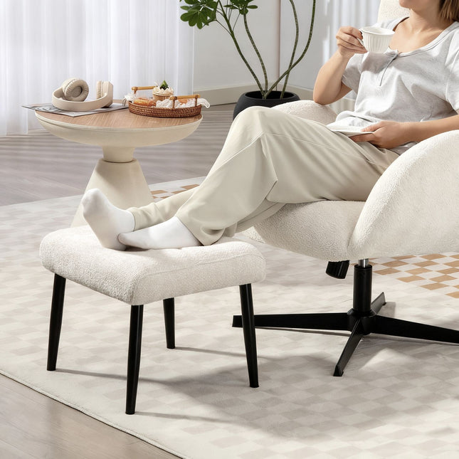 Fußhocker mit Chenille-Kissen, Stahlbeine, 45x41x38 cm