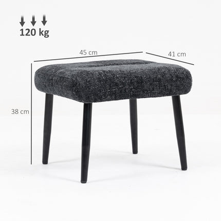 Fußhocker mit weichem Kissen, Chenille-Stoff, Stahlbeine