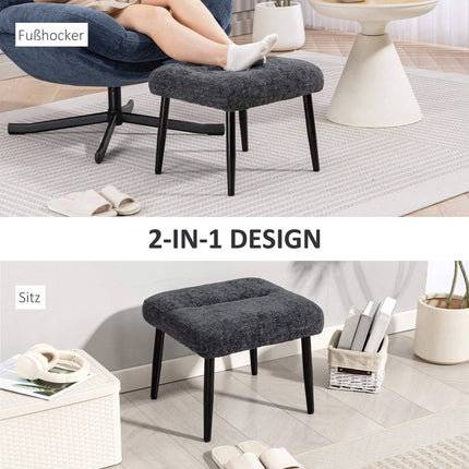 Fußhocker mit weichem Kissen, Chenille-Stoff, Stahlbeine