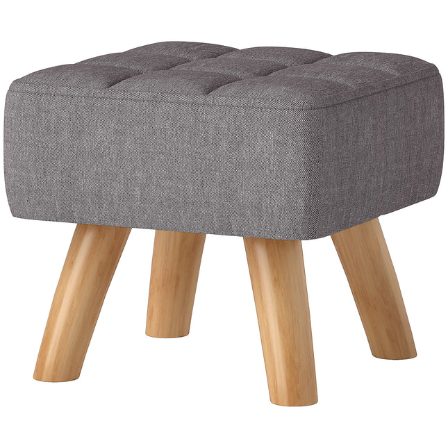 Hocker, Leinen-Optik, Holzbeine, 110 kg Tragkraft, Grau
