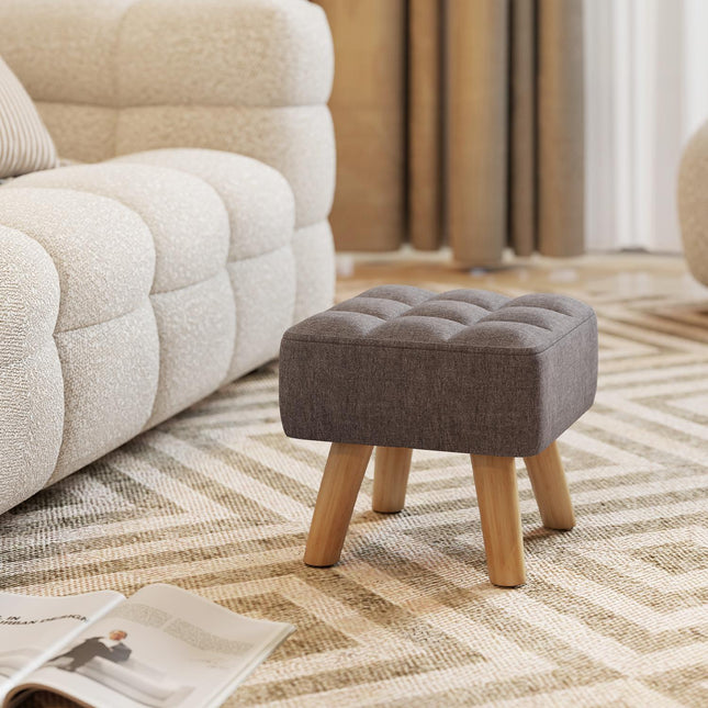 Hocker, Leinen-Optik, Holzbeine, 110 kg Tragkraft, Grau