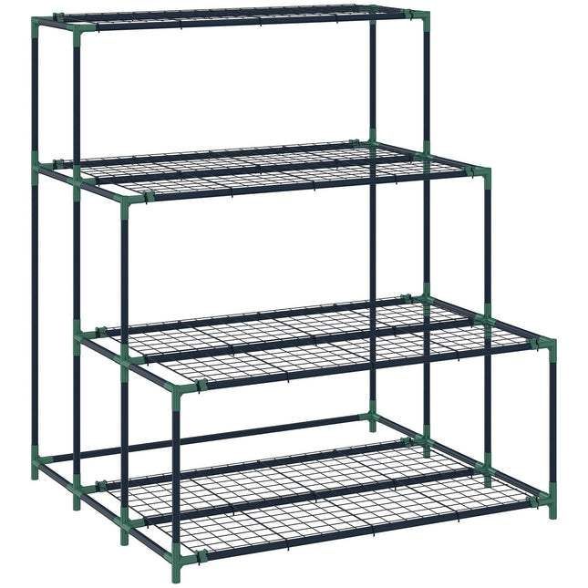 Support à plantes à quatre niveaux, acier vert foncé, 10 kg par étagère