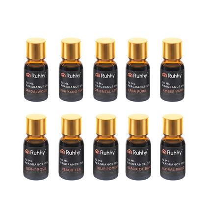 Coffret d'huiles parfumées pour diffuseurs, 10 flacons de 10 ml avec compte-gouttes