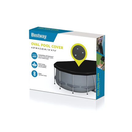 Frame Pool Cover for 427 x 250 cm Pool with Fastening Ropes, PVC/PE, Drain Holes