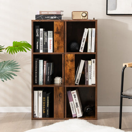 Freistehendes 3-stöckiges Bücherregal-Set, 6 Fächer, Kippsicherung