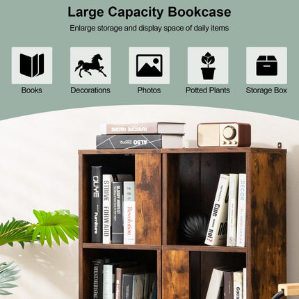 Freistehendes 3-stöckiges Bücherregal-Set, 6 Fächer, Kippsicherung