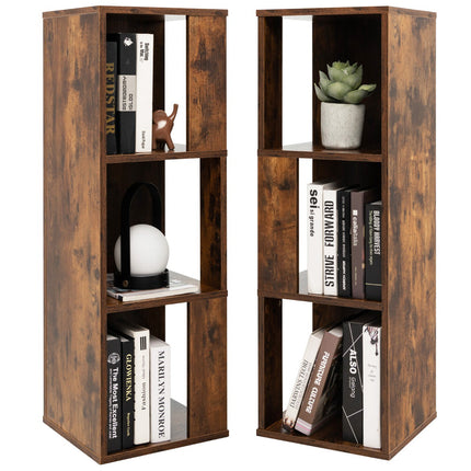 Freistehendes 3-stöckiges Bücherregal-Set, 6 Fächer, Kippsicherung