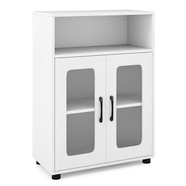 Meuble de salle de bain autoportant avec étagères réglables, blanc