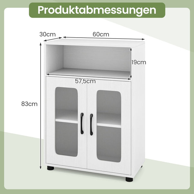 Meuble de salle de bain autoportant avec étagères réglables, blanc