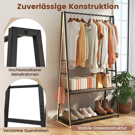 Freistehender Kleiderständer mit Regalen und stabiler Kleiderstange