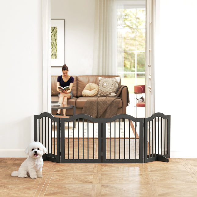 Barrière pour chien autoportante, pliable, 4 panneaux, 208 x 29,5 x 61 cm, noire