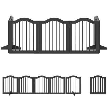 Barrière pour chien autoportante, pliable, 5 panneaux, noire, 261,5 x 29,5 x 61 cm