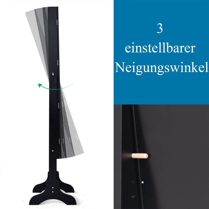 Freistehender Schmuckschrank mit Ganzkörperspiegel, Schwarz
