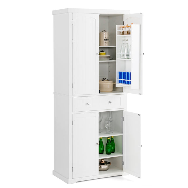 Freistehender Küchenschrank, 183 cm, 4 Türen, Schublade