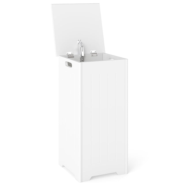 Armoire à linge autoportante avec couvercle et sac, blanche