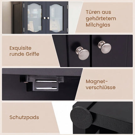 Armoire de salle de bain autoportante en lin, noire, 149 cm (58,5 pouces)