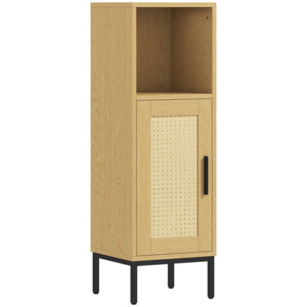 Freistehender, schmaler Badezimmerschrank, verstellbarer Einlegeboden, Natur