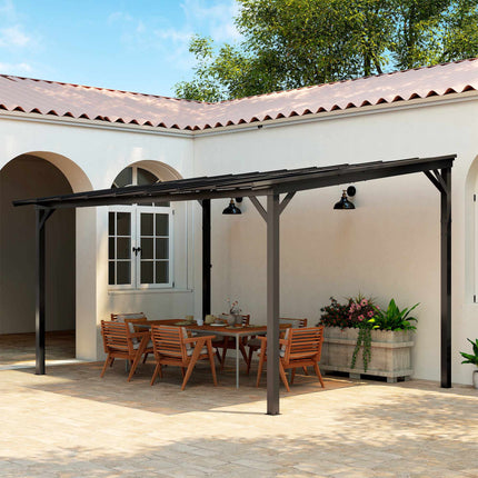 Auvent de terrasse autoportant, 3 x 4,3 m, toit en polycarbonate