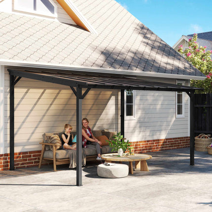 Auvent de terrasse autoportant, 3 x 4,3 m, toit en polycarbonate