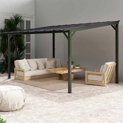 Auvent de terrasse autoportant, 3 x 4,3 m, toit en polycarbonate