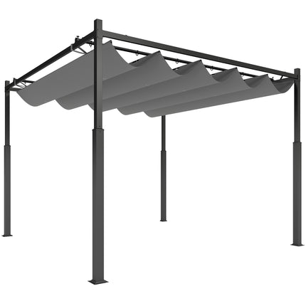 Pergola autoportante 3x3m avec toit coulissant, résistante aux UV