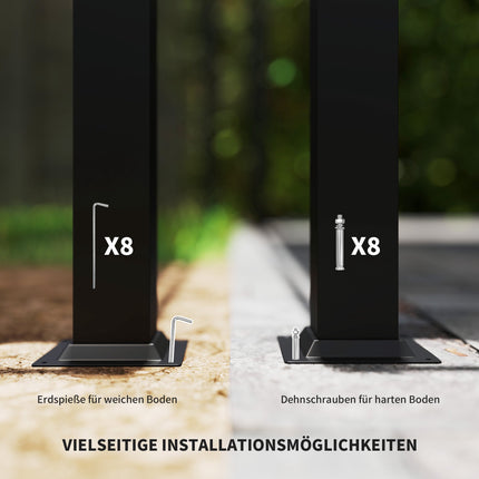Pergola autoportante 3x3m avec toit coulissant, résistante aux UV
