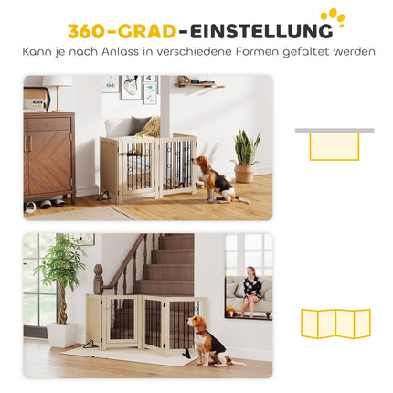 Freistehendes Haustiertor mit Tür, 4 Paneele, MDF & Stahl