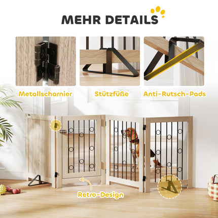 Freistehendes Haustiertor mit Tür, 4 Paneele, MDF & Stahl