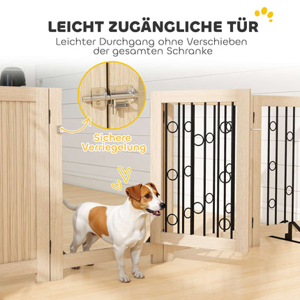 Freistehendes Haustiertor mit Tür, 4 Paneele, MDF & Stahl