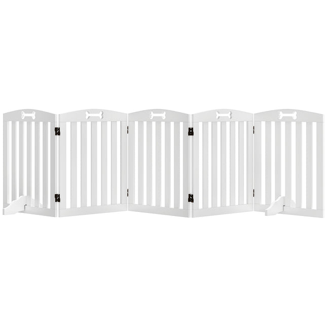 Barrière pour animaux autoportante avec pieds de support, 258 x 30 x 61 cm, blanche