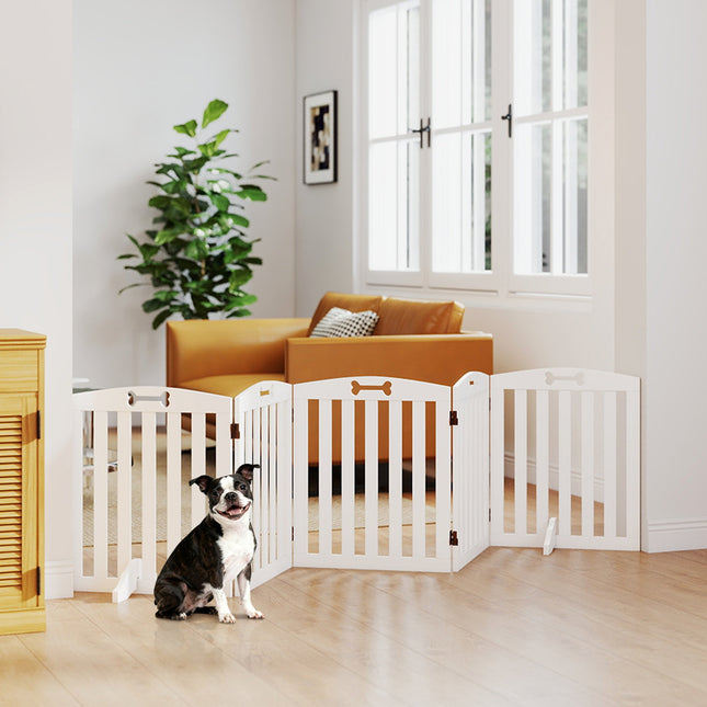 Barrière pour animaux autoportante avec pieds de support, 258 x 30 x 61 cm, blanche