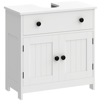 Meuble-lavabo blanc autoportant avec portes à fermeture douce