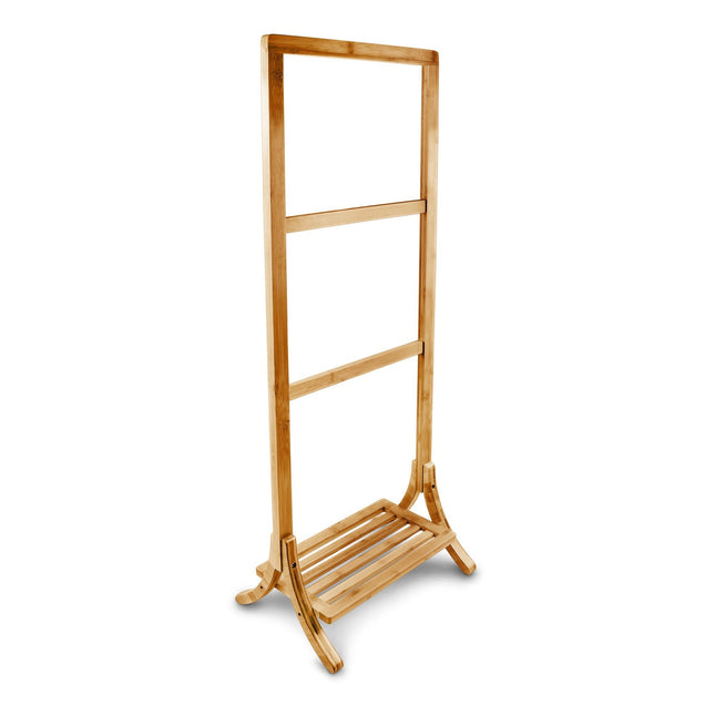 Freestanding towel rack in bamboo