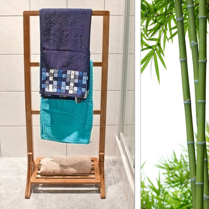 Porte-serviettes sur pied en bambou