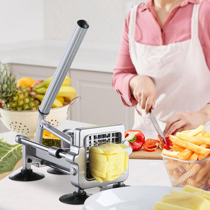 French Fry Cutter with 3 Stainless Steel Blades, Suction Cup Feet