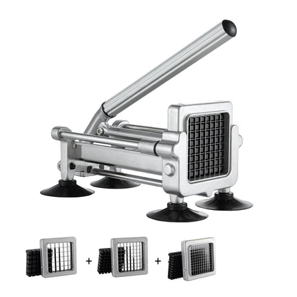French Fry Cutter with 3 Stainless Steel Blades, Suction Cup Feet