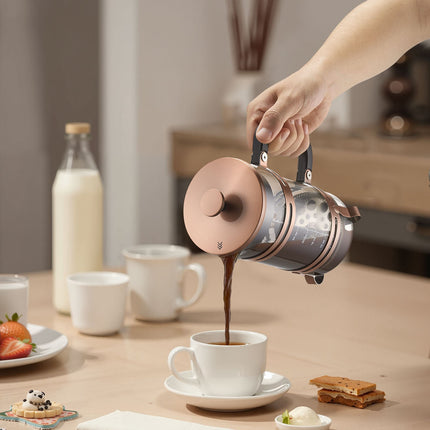French Press Coffee Maker 1L, Borosilicate Glass, Steel Filter