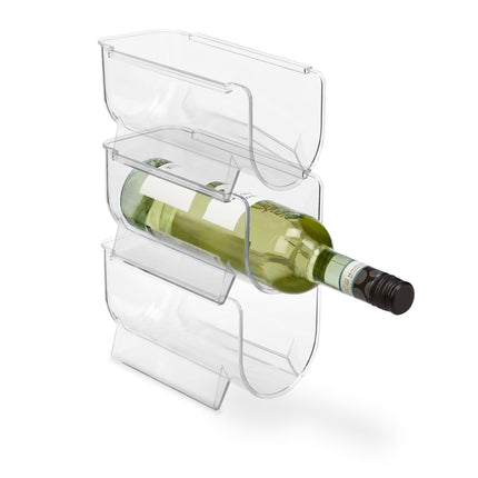 Ensemble de rangements pour bouteilles de réfrigérateur - Empilables, porte-bouteilles transparent