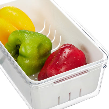 Lot de 4 boîtes de rangement pour réfrigérateur avec panier de drainage